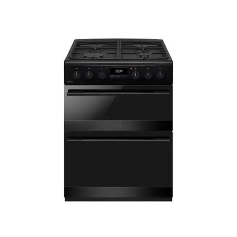 CDA CFD600MB 60cm Wide Dual Fuel Cooker with Double Oven, Black, A Rated