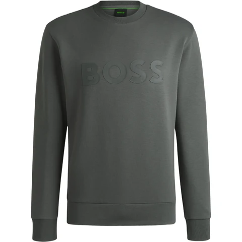 BOSS Stretch-cotton Sweatshirt with Sandwich Logo - Dark Grey