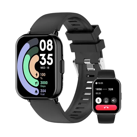 【Back-to-School】Newmine Smart Sports Watch Black - Bluetooth Calling， Blood Oxygen Heart Rate Stress Sleep Monitoring， Message Alerts， Multifunctional Wristwatch for Men Women， Running Fitness