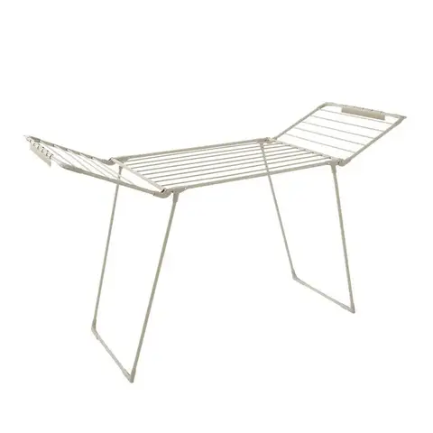 Tower Winged Airer with 27 Clip Slots, 4 Hanging Slots, Flat Top and Two Side Wings Foldable, Latte