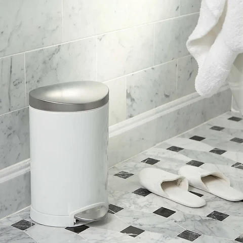 Simplehuman 6L Semi-Round Bathroom Pedal Bin, White Steel