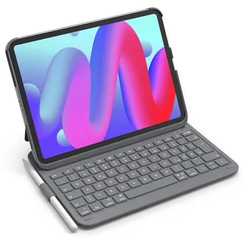 Inateck iPad 11 (A16) Tastaturhülle, iPad 10. Generation Tastaturhülle, kompatibel mit iPad Air 11 Zoll M4/M3/M2 (2026/2025/2024), Air 5/4, Pro 11, QWERTZ-Tastenanordnung, ultraflache Tastatur mit Stifthalter, AirTap BK2007