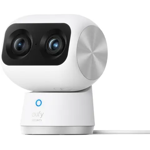 eufy Security Binnencamera S350, Dual Camera, Bewakingscamera met 4K UHD-resolutie en 8× zoom en 360° PTZ, Mens/Dier AI, Ideaal voor Babyfoon/Huisdiercamera/Huisbeveiliging, Dual Band WiFi