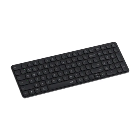 RAPOO E9310M Kabellose Tastatur, ultradünne Tastatur der Blade-Serie, unterstützt 4 Geräte, leise, kompakt, batteriebetrieben, für Windows/Mac/Linux/Chrome – deutsches Layout – Schwarz