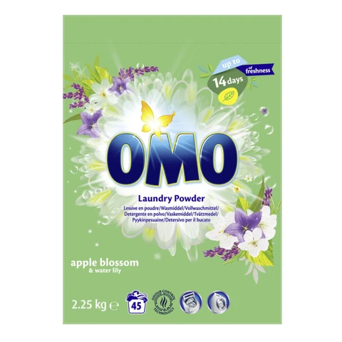OMO Lessive poudre Fleurs de pommiers & Nénuphar 45 lavages 2,25kg