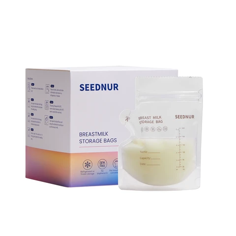 SEEDNUR 120-Piece Temperature-Sensitive Breast Milk Storage Bags, 220ml Frozen Breast Milk Fresh-Keeping Bags (with Diverter)