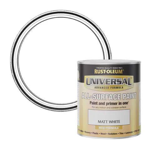 RUST-OLEUM UNIVERSAL ALL-SURFACE PAINT MATT WHITE 750ML