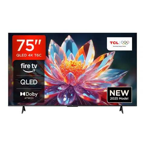 TCL 75T6C 75 Zoll QLED TV, 4K UHD Fire TV, HDR10+, Dolby Vision & Atmos, Smart TV mit Sprachsteuerung mit Alexa, Google Cast & AirPlay 2