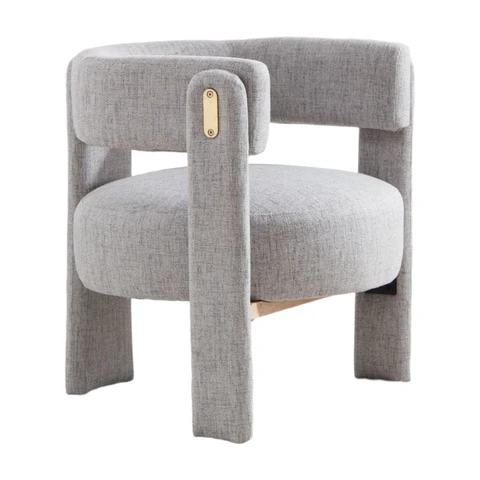 chairus Wohnzimmer-Sessel Sessel als Akzentmöbel in Leinen-Stoff bezogen, Frisierstuhl für Schlafzimmer (Grau)