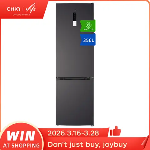 CHiQ Kühlschrank, Kombination, 356 Liter, 200 x 59,5 x 64,2 cm (HxBxT), No Frost, 196kWh/Jahr, Leise 35dB, Kühl-/Gefrierkombination Großer, Digitales LED-Display, EEK D, für Küche/Haushalt/Wohnung, FBM351NEI42, 2025