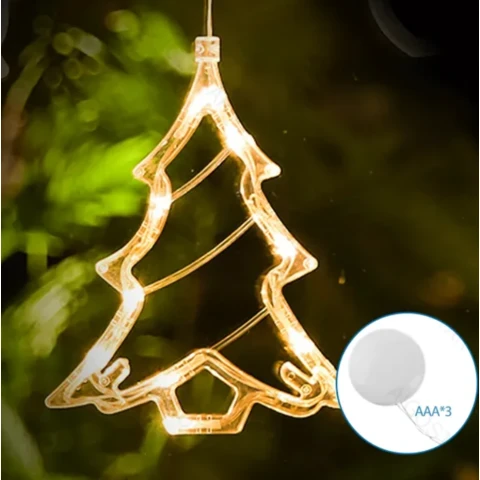 Guirlandes de lumières de sapin de Noël Aigostar blanc chaud 10LED alimentées par piles avec ventouse AAA*3 pour sapin de Noël