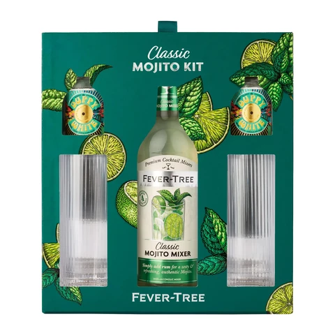 Fever Tree Mojito Cocktail Kit (1 x 500ml Mixer, 2 x Duppy Share Rum, 2 x Glasses)