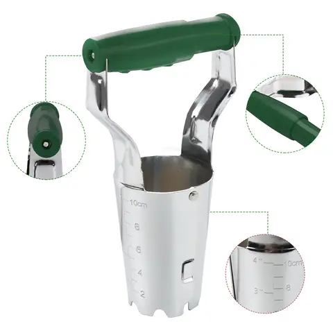 FLORA GUARD Zwiebelpflanzhilfe mit Tiefenmarkierung – Ideale Zwiebel-Transplanter für das Pflanzen (grün)