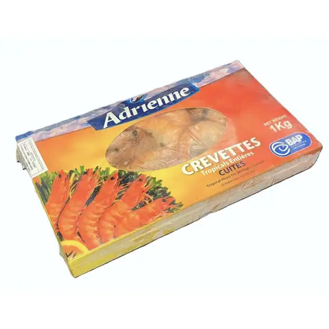 ADRIENNE Crevettes Tropical HOSO Cooked Shrimps (M-30/40)  1Kg