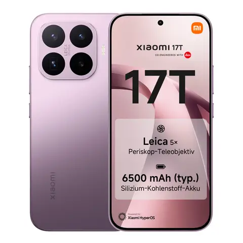 Xiaomi 17T Violett 12 GB RAM 256 GB ROM, 6500 mAh Akku, Android 16, HyperOS 3 Original Mit Offizieller Garantie