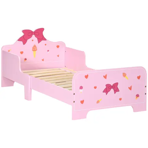 ZONEKIZ Kids Toddler Bed, Safety Rails, Kids Bedroom Furniture for Boys, Girls, Ages 3-6 Years, 143 x 74 x 59cm - Pink