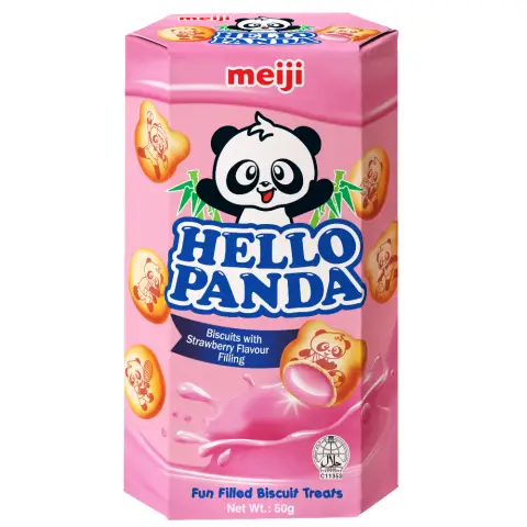Meiji Hello Panda Biscuits with Strawberry Flavoured Filling 50g 明治你好熊猫草莓味夹心饼干 50g