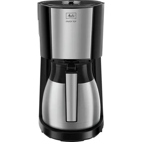 Melitta Enjoy Top Therm - Kaffeemaschine mit Thermokanne aus Edelstahl, Filterkaffeemaschine mit Tropfstopp, für bis zu 10 Tassen Kaffee, edelstahl/schwarz