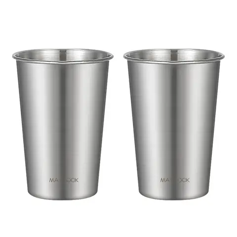 Maxcook 2 stuks 500 ml 304 roestvrijstalen kampeerbekers voor thuis, reizen en buitenactiviteiten