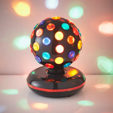 GLOBAL GIZMOS Table Lamp Party Ball Rotating Black/Multicolour Large
