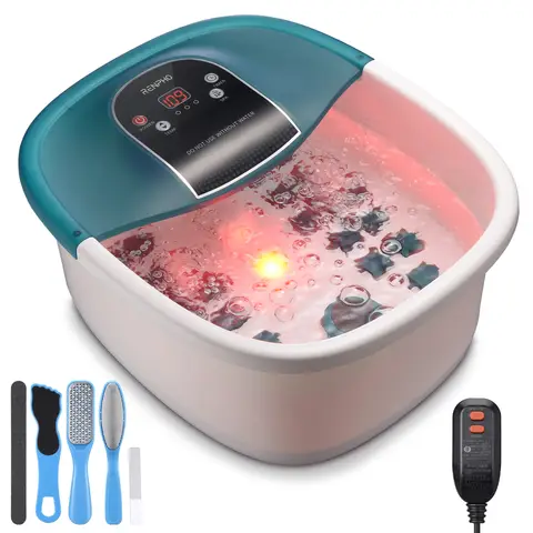 RENPHO Foot Spa Bath Massager with Heater, 3 Massage Modes, Heated Foot Bath, Adjustable Timer, Pedicure Kit Included, Blue, Top Gift Picks, Valentine's Gift