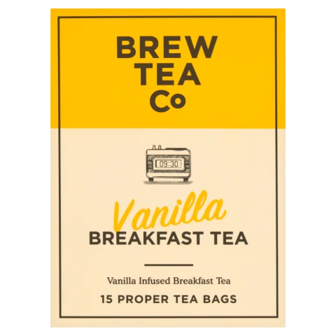 Brew Tea Co - Vanilla Breakfast Tea inc. 15 Proper Tea Bags - 6 x 52g
