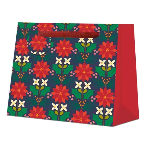 Kate Rhees Navy Poinsettia Large Gift Bag