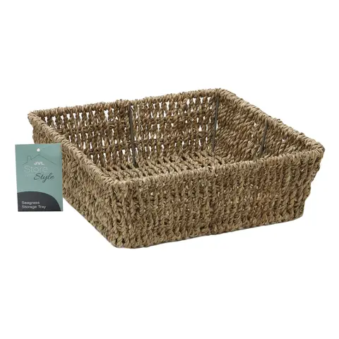 JVL Hand Woven Seagrass Square Storage Tray