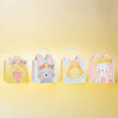 MIKIREI Medium Gift Bag with 3D Making Design - Easter, Pack of 8