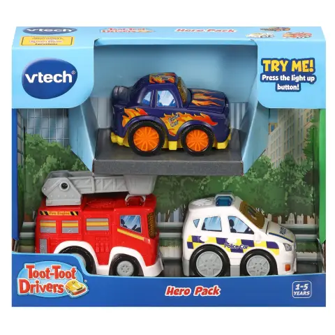 Vtech Toot-Toot Drivers 3 Car Pack Hero Pack (Fire Engine, Police Car & Racer)