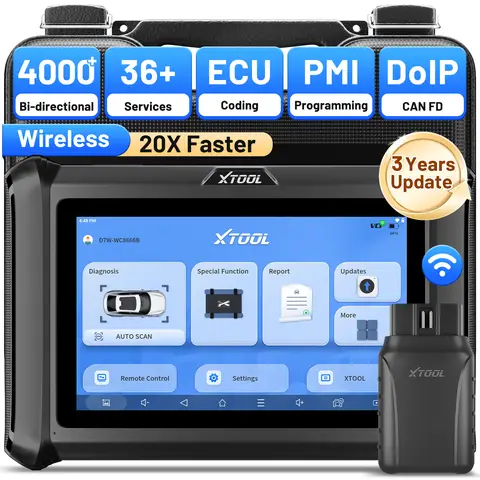 XTOOL D7W OBD2 Scanner Diagnostic Tool: 2026 Wireless Ver. of D7/D7S/D7BT, Bidirectional Scan Tool with ALL System Diagnostic, PMI, ECU Coding, 39+ Resets, 3-Year Updates, CAN FD/DoIP, Scanner for Car