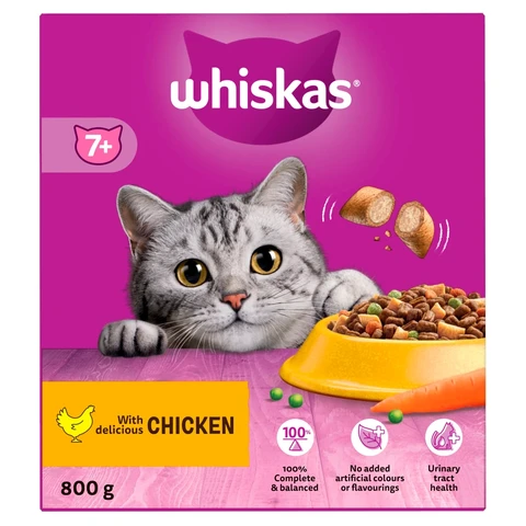 Whiskas 7+ Chicken Adult Dry Cat Food 800g
