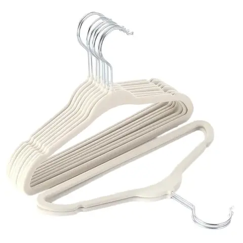 30 Pack Kids' Velvet Non-Slip Clothes Hangers, Slim Profile, Beige, Ideal for Baby & Children's Apparel