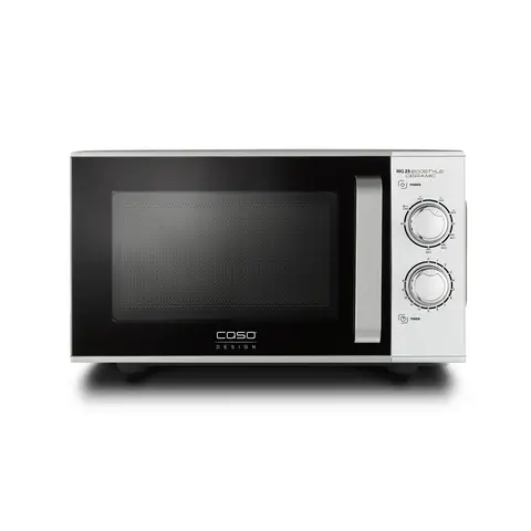 Caso Design MG 25 Ecostyle Ceramic Microwave Oven with Grill – Silver， 25 Litre Capacity， 900W Microwave， 1000W Grill， Turntable Free Ceramic Base， 03329