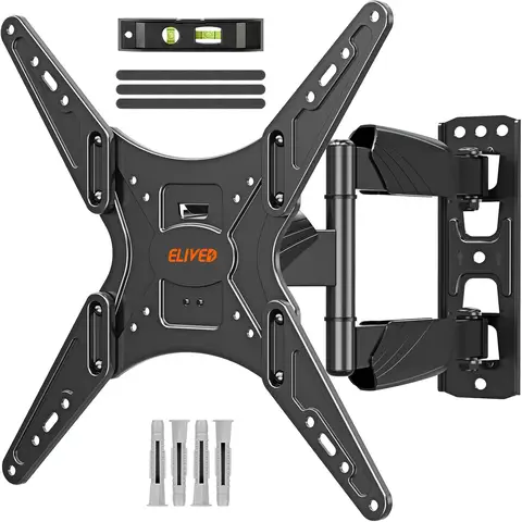 TV Wall Bracket for Most 26-60 inch TVs, Tilt and Swivel Wall Mount for Flat or Curved TVs with VESA 100x100-400x400mm up to 40KG,