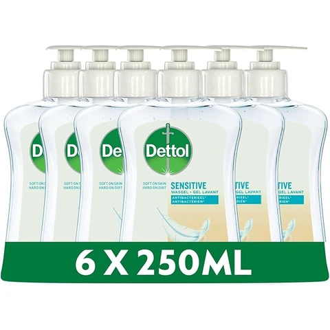 Dettol handzeep voor de gevoelige huid - grootverpakking 6 x 250 ml