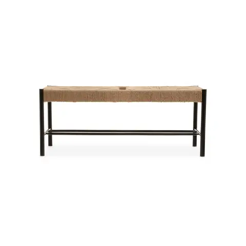 Interiors by Premier Bench Bandar Beech Wood & Hemp Rope Black/Natural