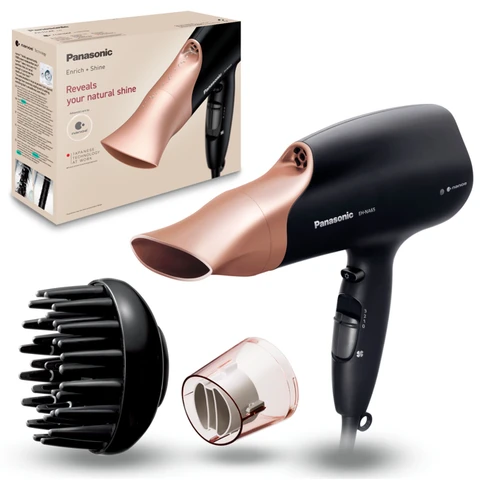 Panasonic Healthy Shine Protection Hair Dryer for Frizz-Free, Shiny Hair & Fast with Nanoe Technology - Black/Rose Gold, EH-NA65