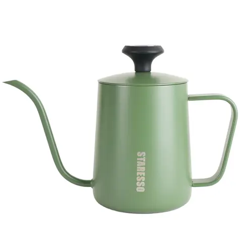 STARESSO Pour Over Kettle für manuell aufgebrühten Kaffee und Tee mit Thermometer, 17 oz Gooseneck Kettle mit Durchflussregelung und Skalenmarkierungen, Edelstahl-Wasserkocher für den Herd, 500 ml, grün, 1 Packung, K6