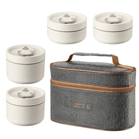 COOKER KING 304 Stainless Steel Food Storage Containers Vacuum Airtight Oven Steam Safe Lunch Box 5pcs Set