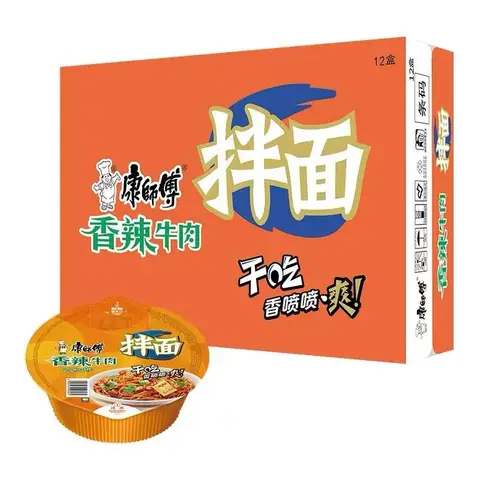 Master Kong Spicy Beef Jerky Dry Noodles Bowl Pack 144g x 12