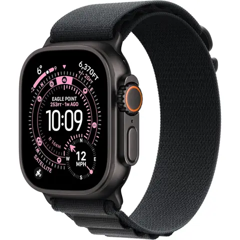 Apple Watch Ultra 3 GPS + Cellular 49mm Black Titanium Case with Black Alpine Loop - Medium