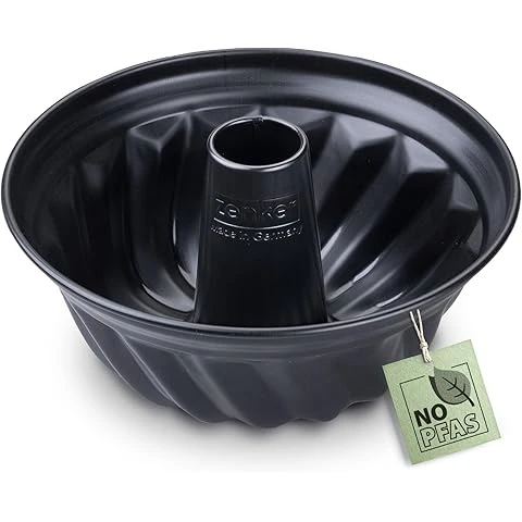 Original Kaiser La Forme Plus Gugelhupfform 22 cm, Gugelhupf Backform rund, extra hoher Rand, Kuchenform mit Emailleboden, antihaftbeschichtet, Schwarz