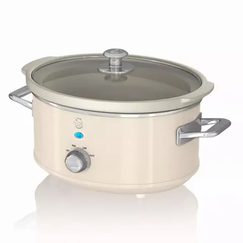 SWAN Retro Slow Cooker - Retro Cream, 3.5L, 200W, with 3 Temperature Settings, Keep Warm Function, SF17021CN