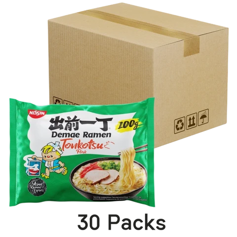 Nissin Instant Demae Ramen Noodle Pork Tonkotsu, 30x100g