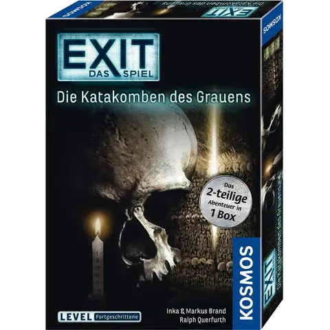 KOSMOS 694289 EXIT® - Das Spiel - Die Katakomben des Grauens - das 2-teilige Abenteuer in 1 Box, Level: Fortgeschrittene, Escape Room Spiel, EXIT Game für 1-4 Spieler ab 12 Jahre