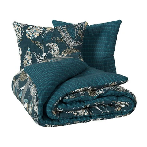 Atmosphera Parure de couette motif paon 240 x 220 cm