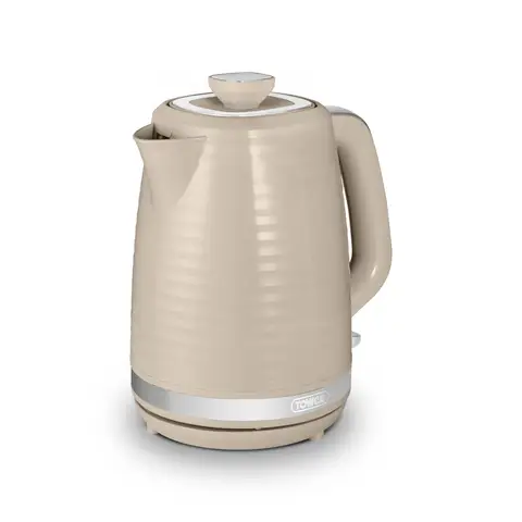 Tower T10077MSH Saturn Kettle with Quick Boil, 1.7L, 3000W, Latte with Chrome Accents, Beige