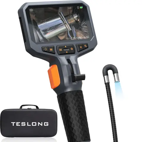Teslong TD450S Articulating 8.5mm lens Inspection Camera, 4.5'' IPS Two-Way Inspection Camera with Articulated Probe, Flexible Borescope with Light for Wall/Automotive/Engine Inspect (1.55M/8.5mm)