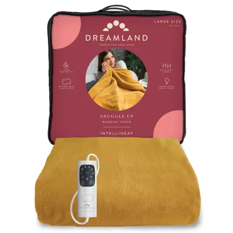 Dreamland SnuggleUp Warming Throw-Mustard 120X160